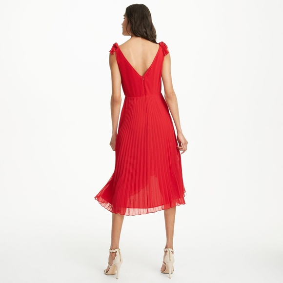 NWT Club Monaco Jessany Pleated Dress Red size 00 - Picture 3 of 7
